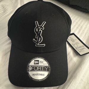 Saint Laurent Black Embroidered Cap YSL